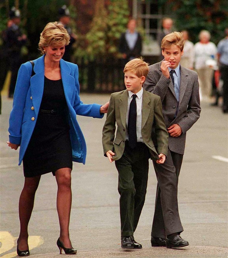 Herceg William with Princess Diana and brother Prince Harry