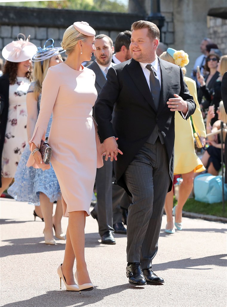 James Corden and Julia Carey at the royal wedding