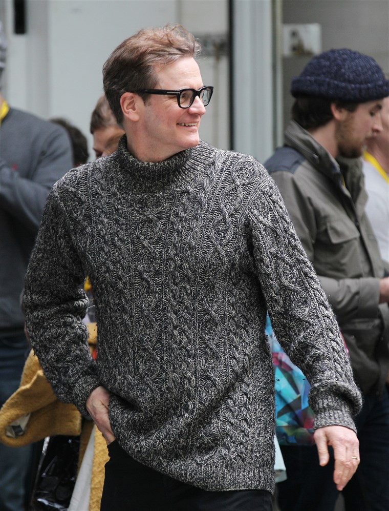 कॉलिन Firth filming Love Actually for Comic Relief in London