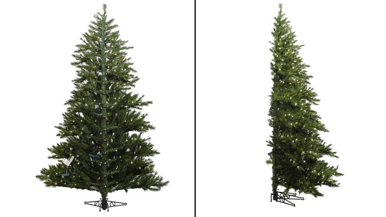 חצי Christmas trees are trendy and can help save space