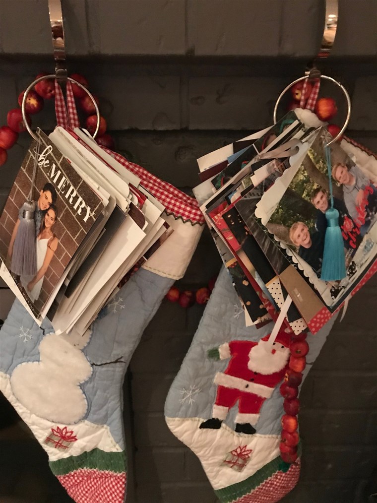  Holiday Card Ring can be hung on a stocking hook to dress up your mantle.