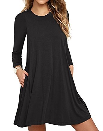 unbranded * Women's Long Sleeve Pocket Casual Loose T-Shirt Dress