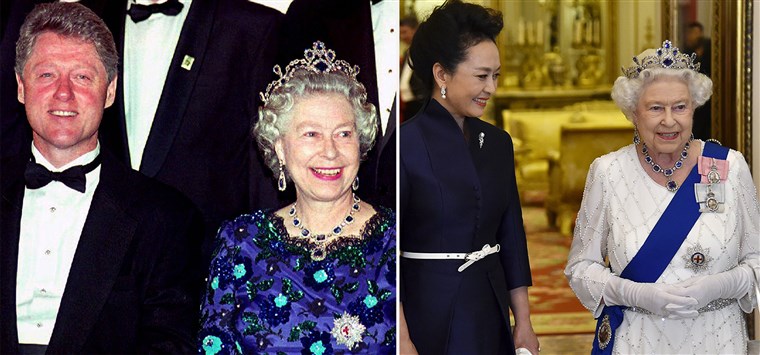 Kraljica Elizabeth wearing the sapphire tiara
