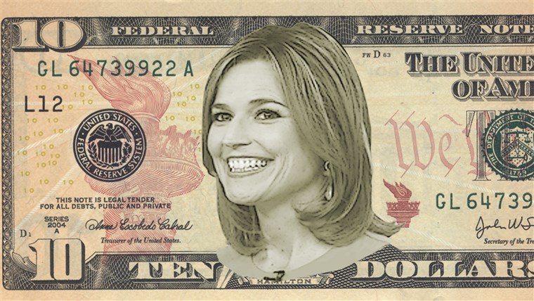 סוואנה Guthrie on a $10 bill