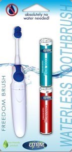  Freedom Brush, uses cartridges called liquid dentrifices, for brushing on the go, sans water.