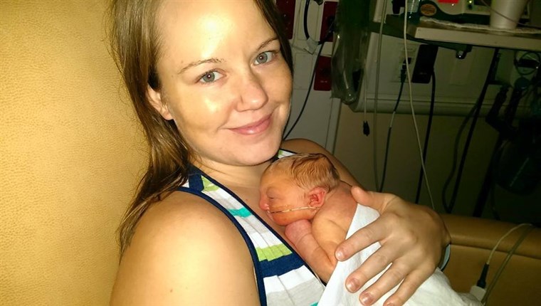 Bretanja Buell with Jaxon shortly after his birth.