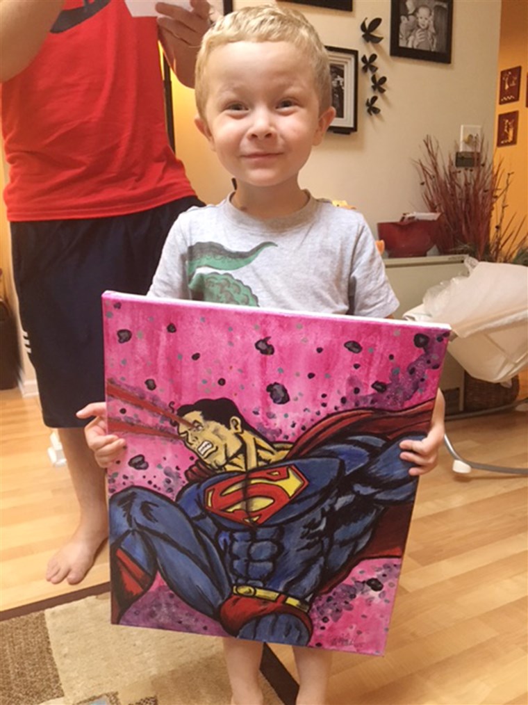גיבור על artwork brings smiles to boy battling cancer