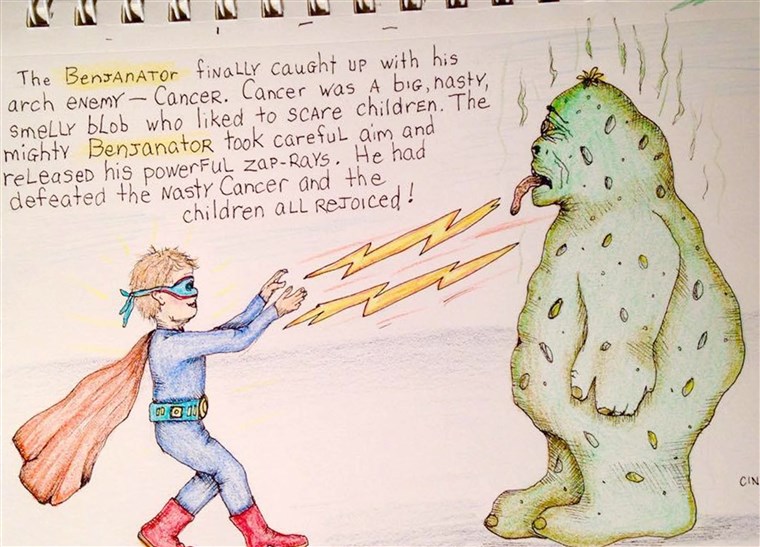 सुपर हीरो artwork brings smiles to boy battling cancer
