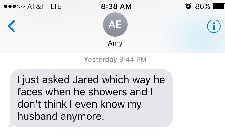 איזה way do you face in the shower text message