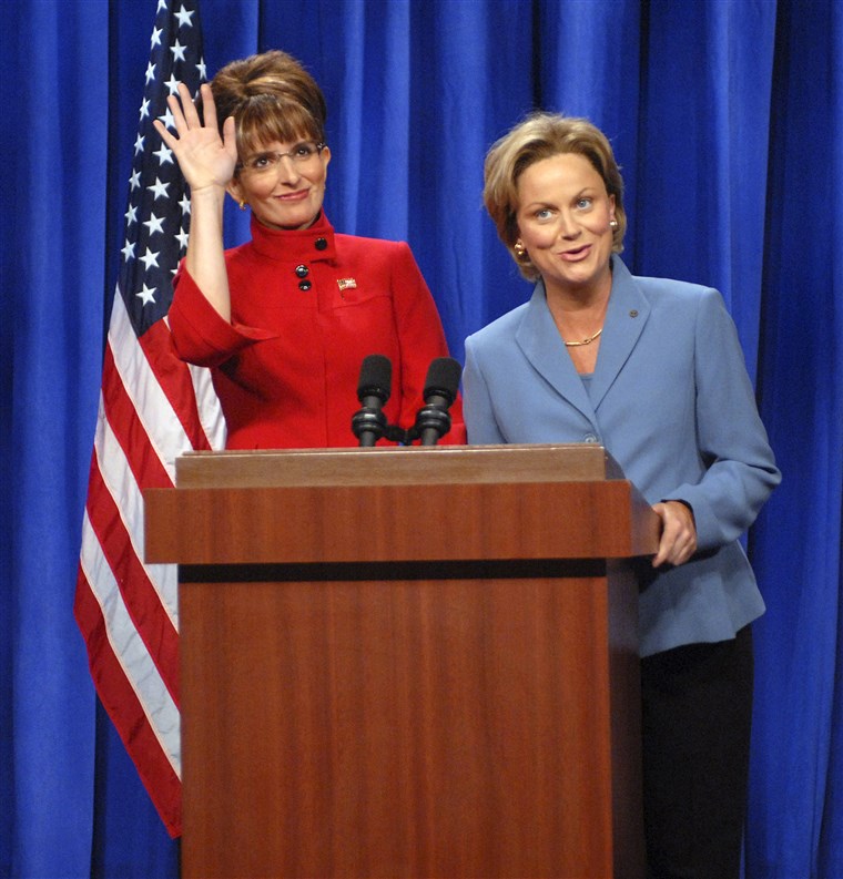 Tina Fey as Governor Sarah Palin and Amy Poehleras Senator Hillary Clinton