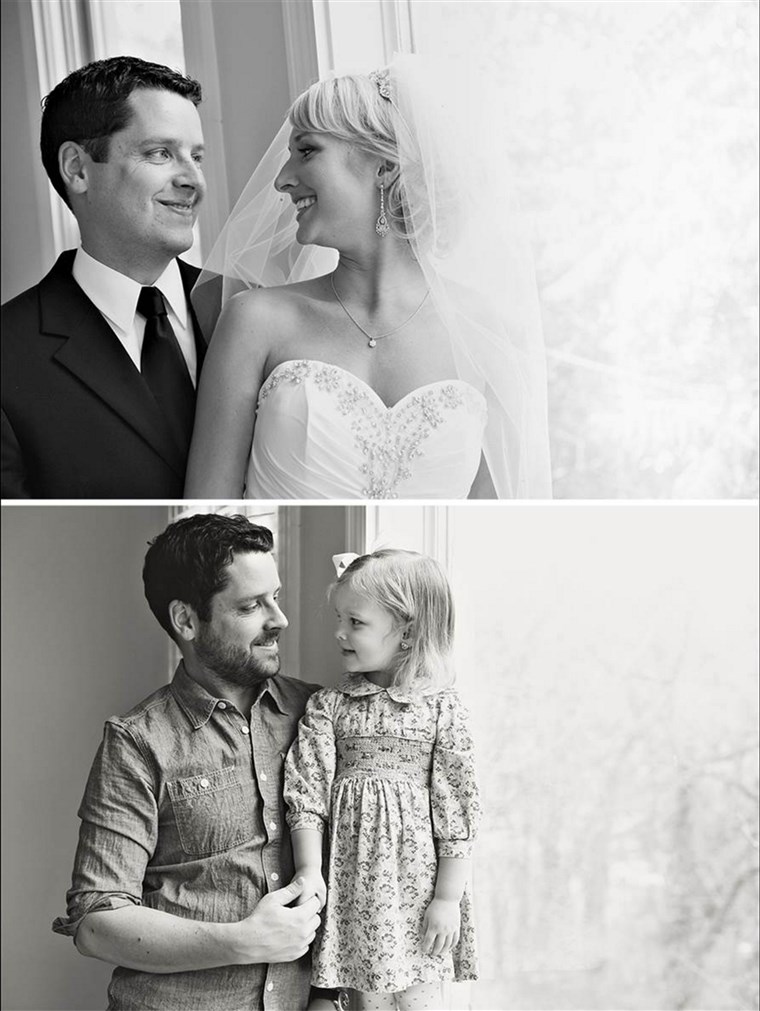 אלמן re-creates wedding photos with his young daughter after his wife's death